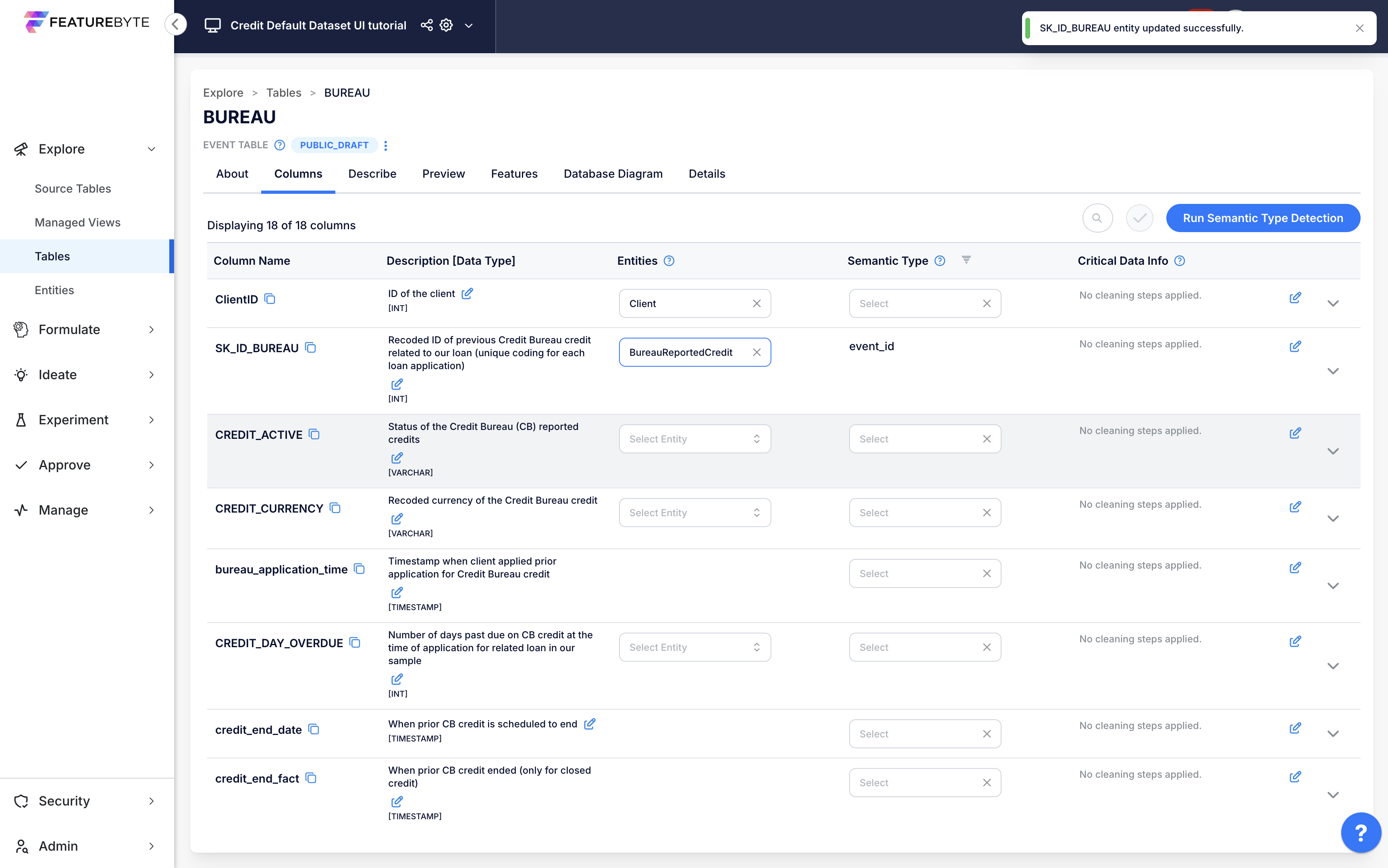 Register Entities In Table