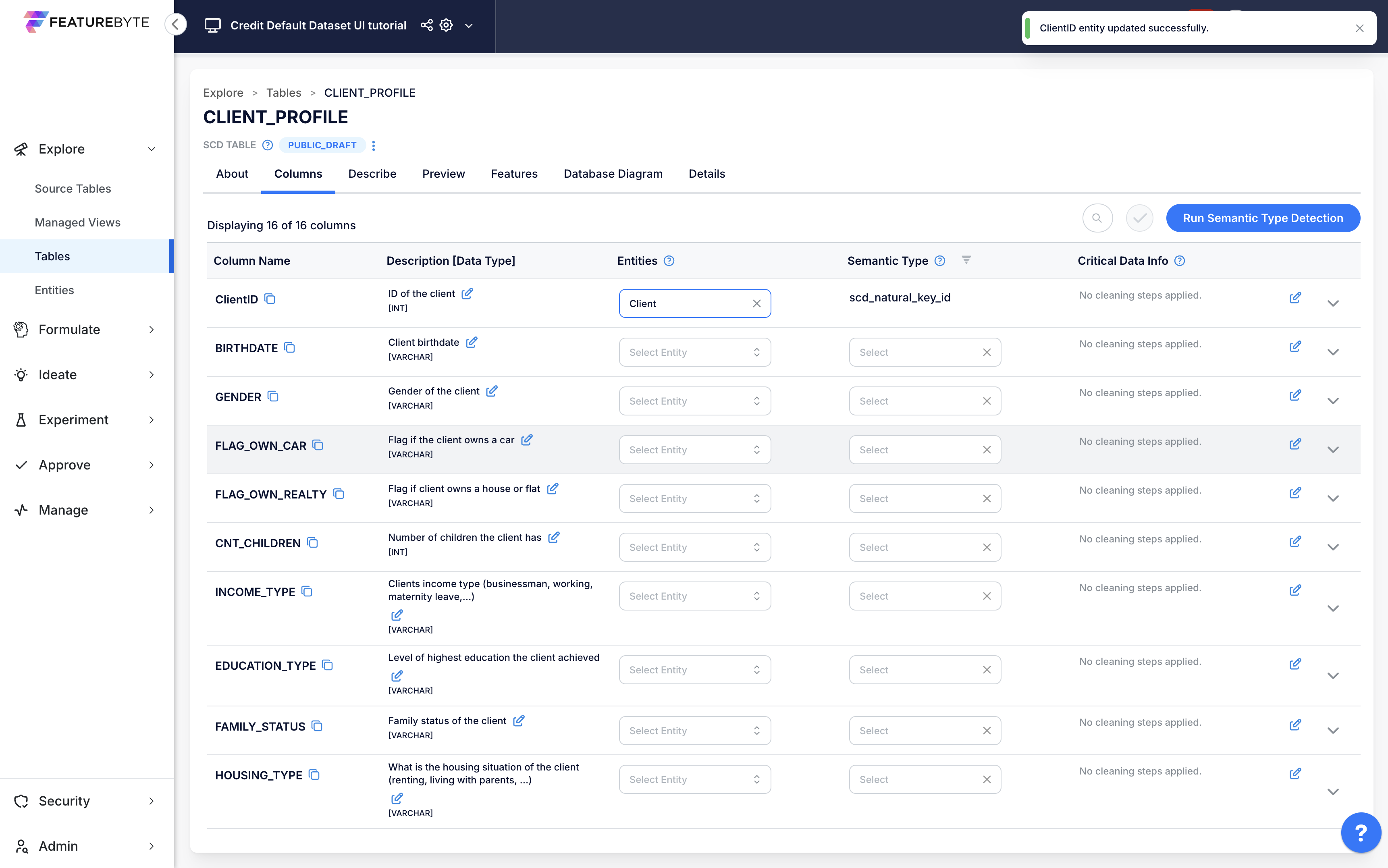 Register Entities In Table