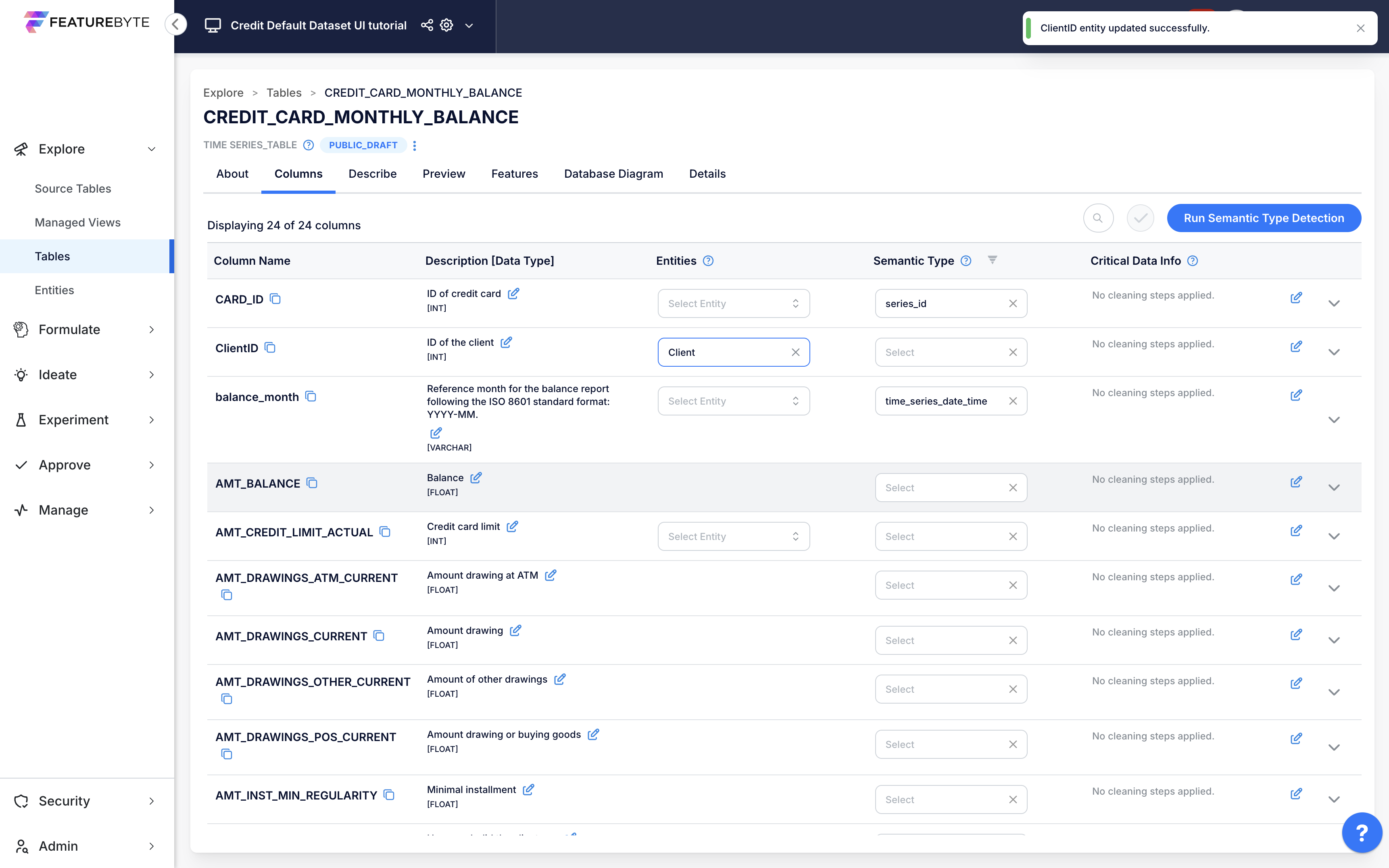 Register Entities In Table