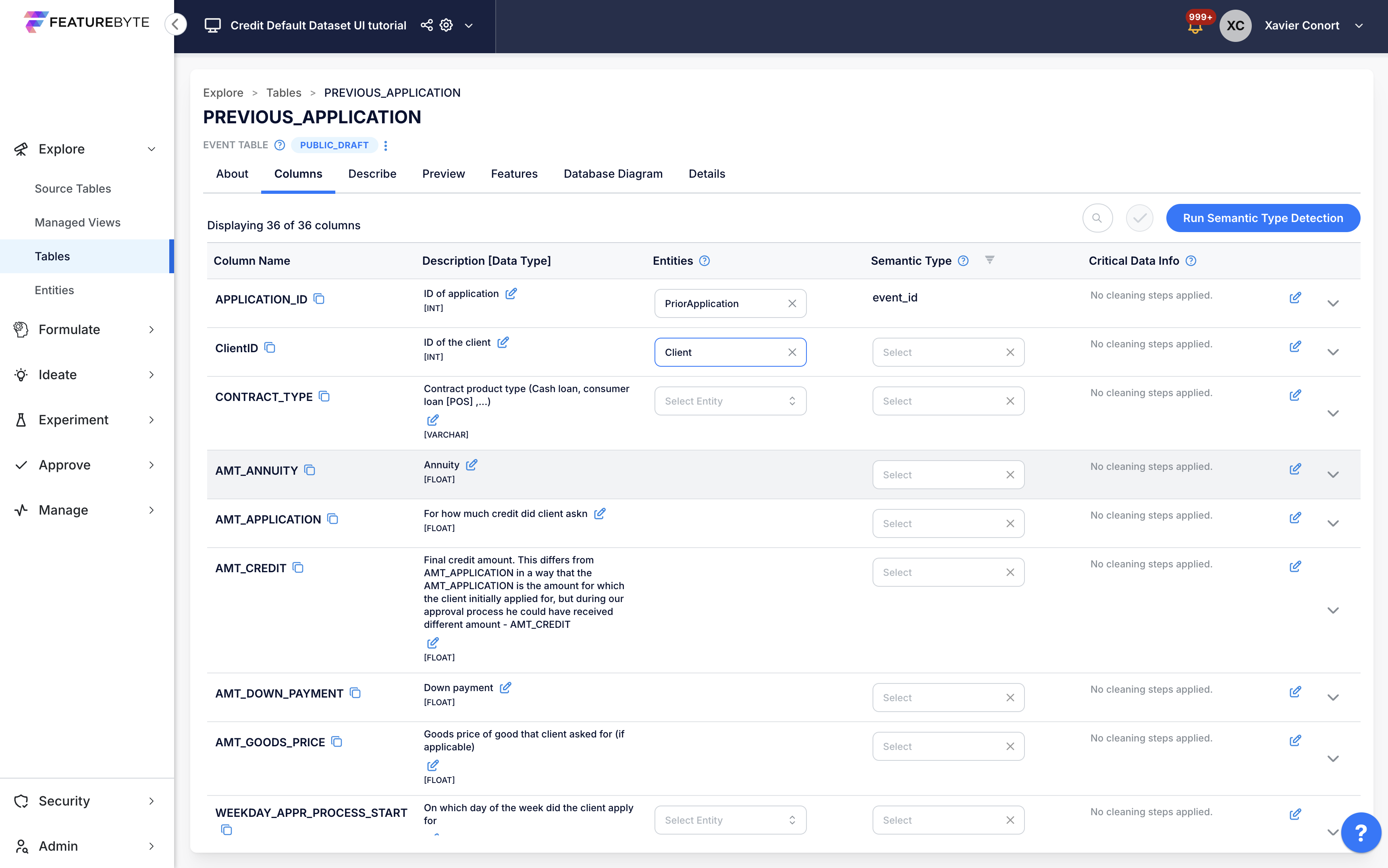 Register Entities In Table