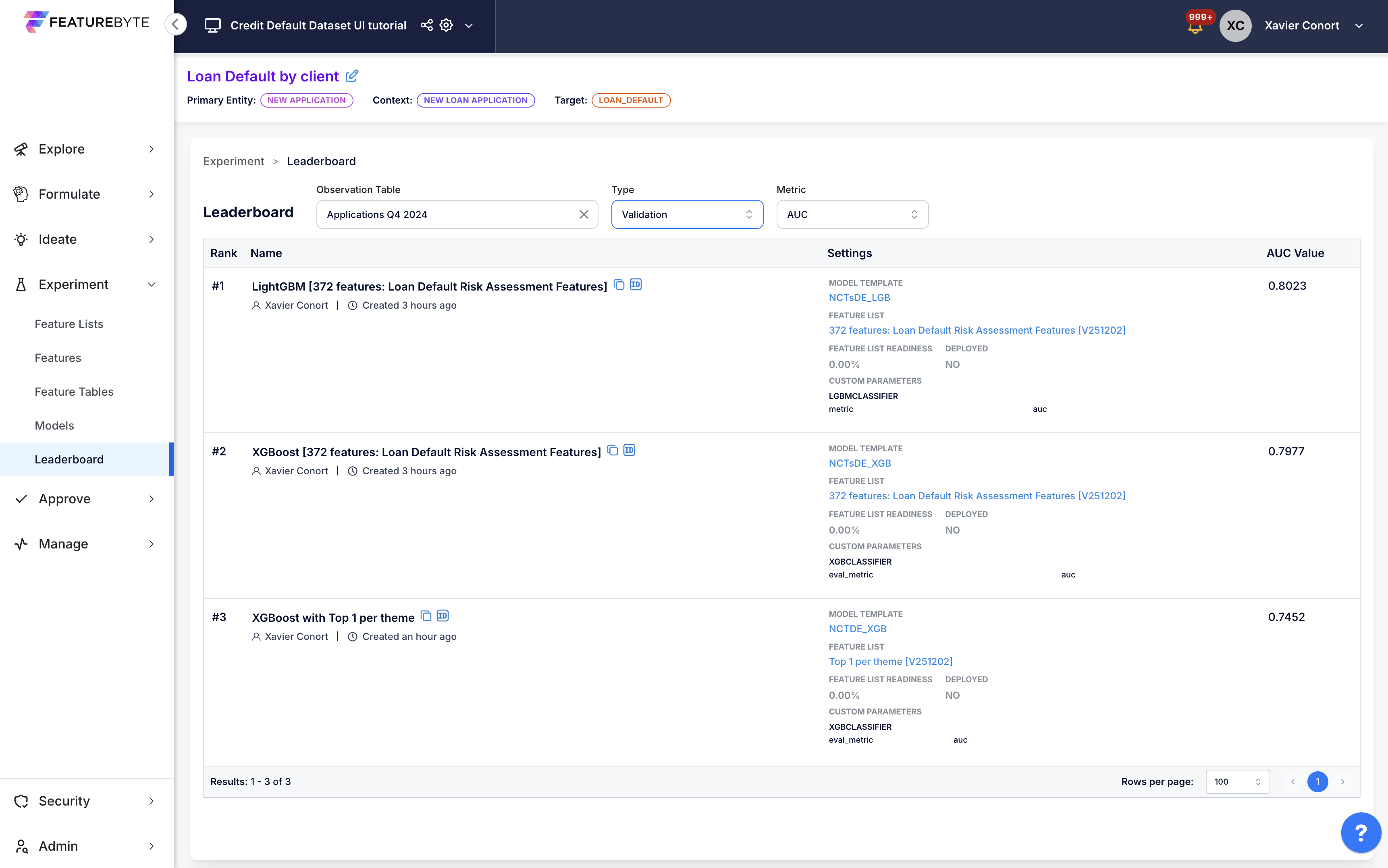 Leaderboard configuration