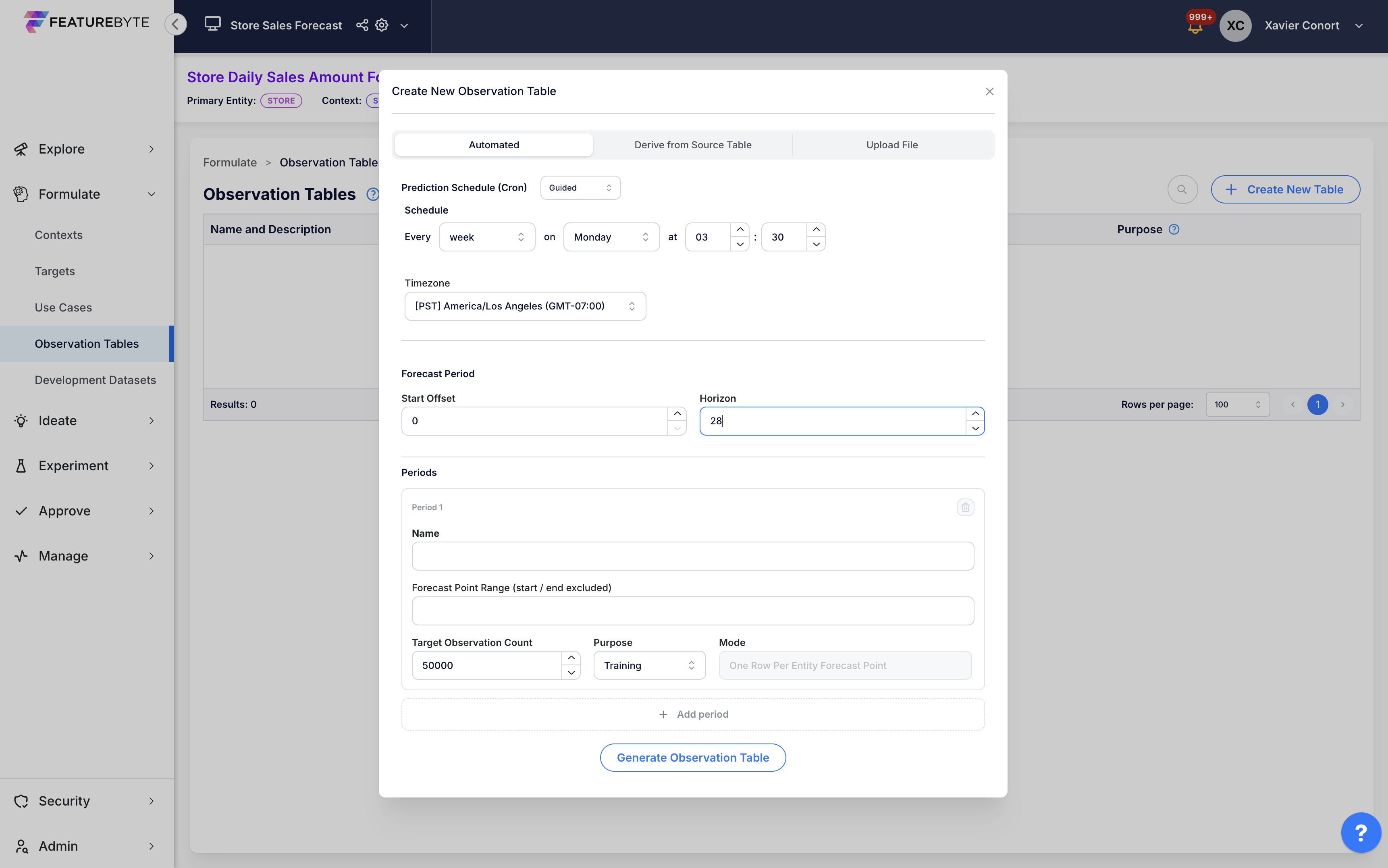 Forecast Automation Settings